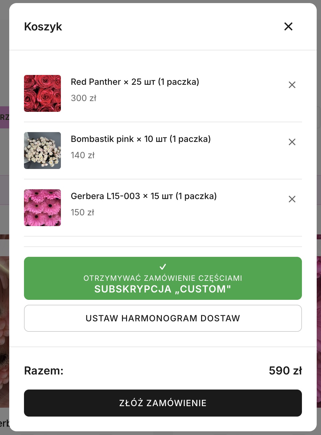 Karta subskrypcji CUSTOM